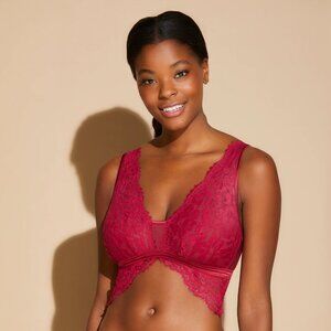 Cosabella Magnolia Curvy Lace Bralette in Deep Ruby Red, M